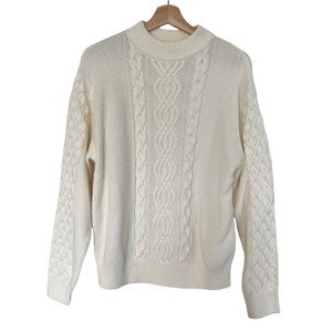 Urban Outfitters Austin Mock-Neck Cable Knit Sweater Cream